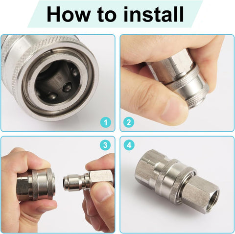 FKKWUOT stainless steel adapters kit for secure, corrosion-resistant connections.