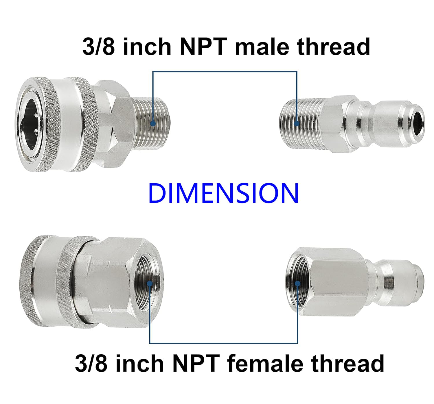 FKKWUOT wide compatibility with NPT connectors for hoses and wands.
