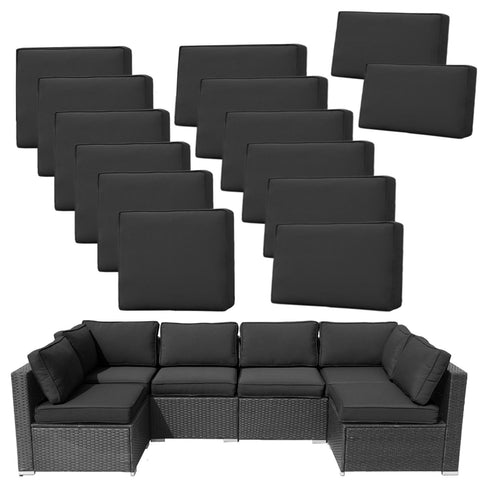 FKSLIFE 14-piece patio cushion covers set with zippers protecting cushions from spills