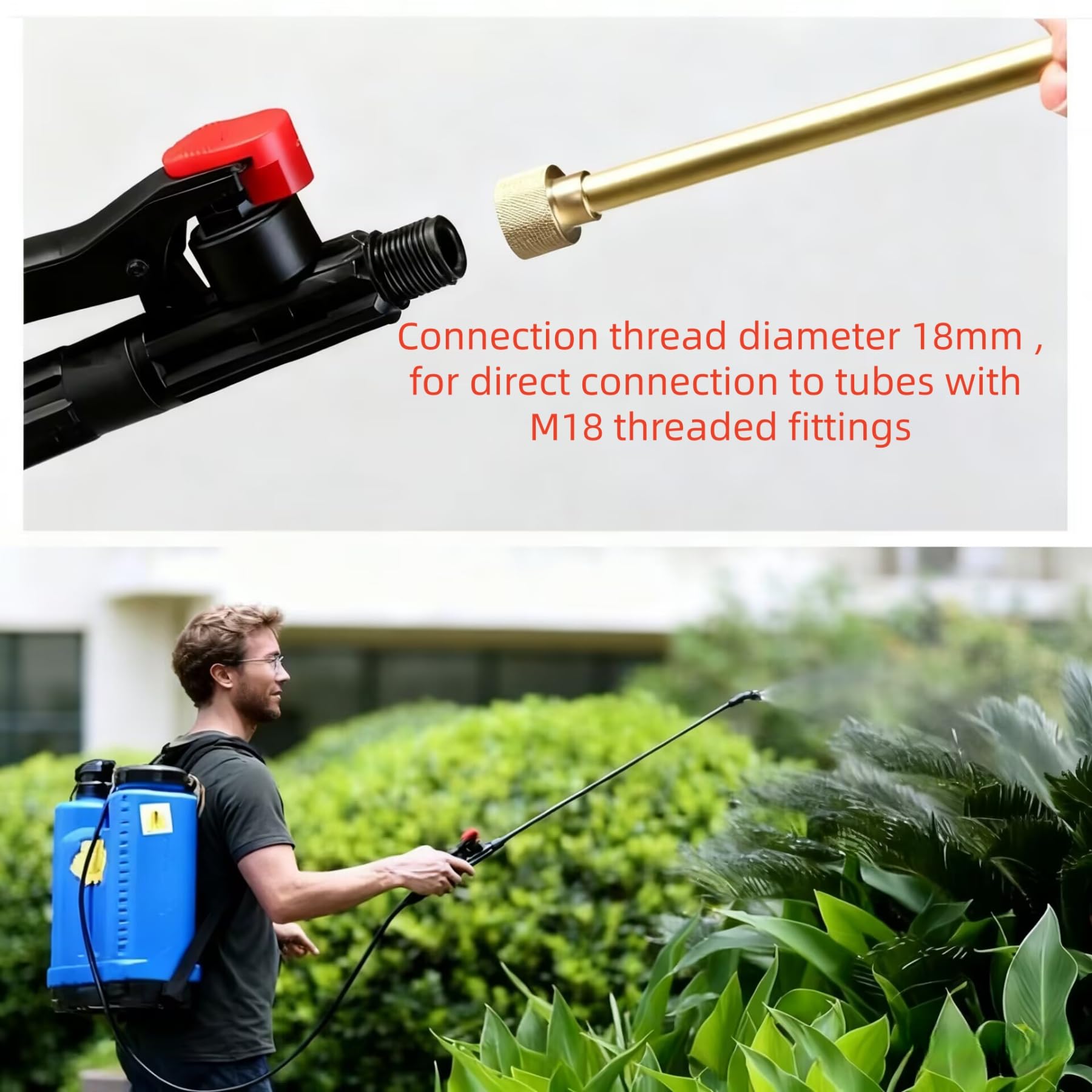 FKUMLUN 18mm thread connection detail, compatible with direct tube fittings for efficient setup.