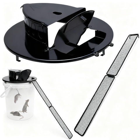 FKXQJS bucket lid mouse trap in durable metal ready for repeat catches.