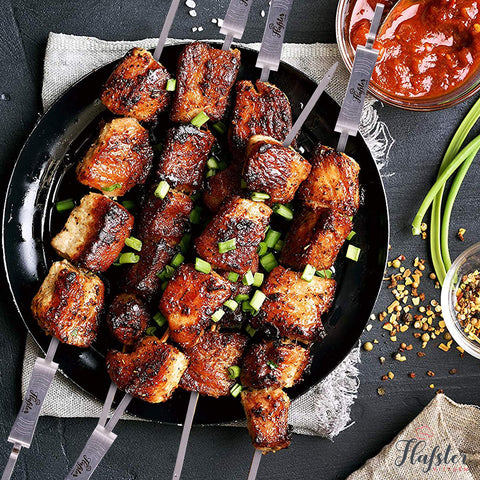 FLAFSTER KITCHEN reusable kebab skewers reduce waste and cost over time.