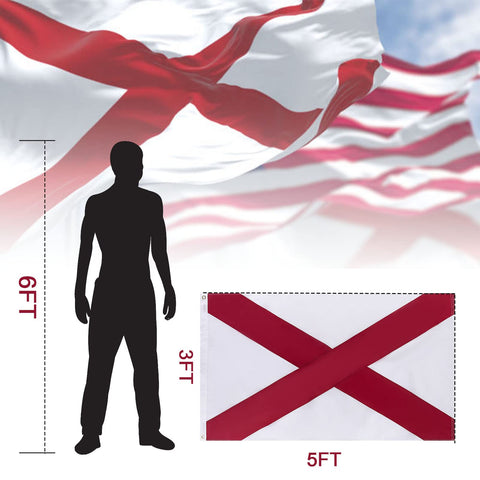 FLAGBURG Alabama flag with reinforced canvas header for secure mounting.