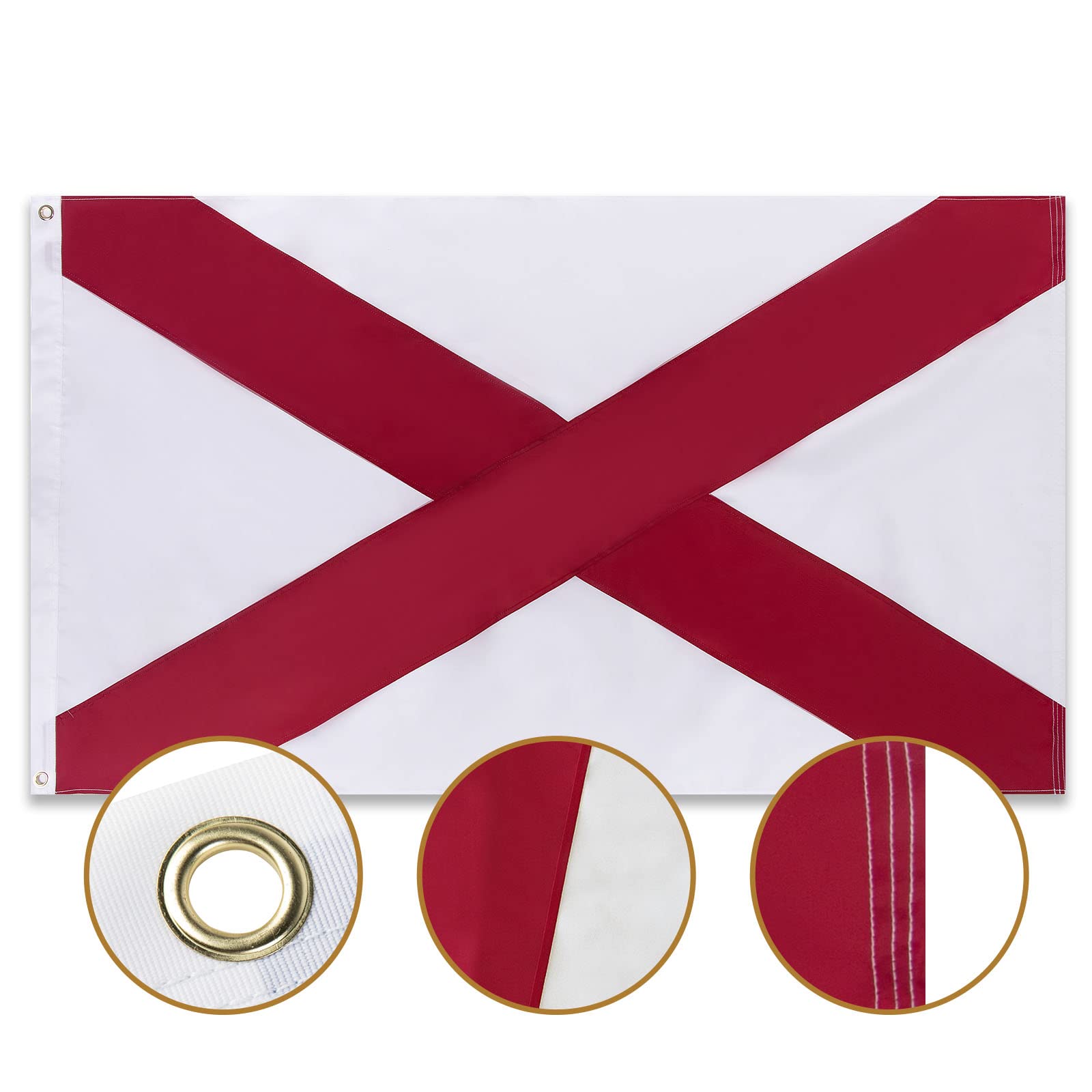 FLAGBURG Alabama state flag 3x5 with embroidery for durable outdoor display.