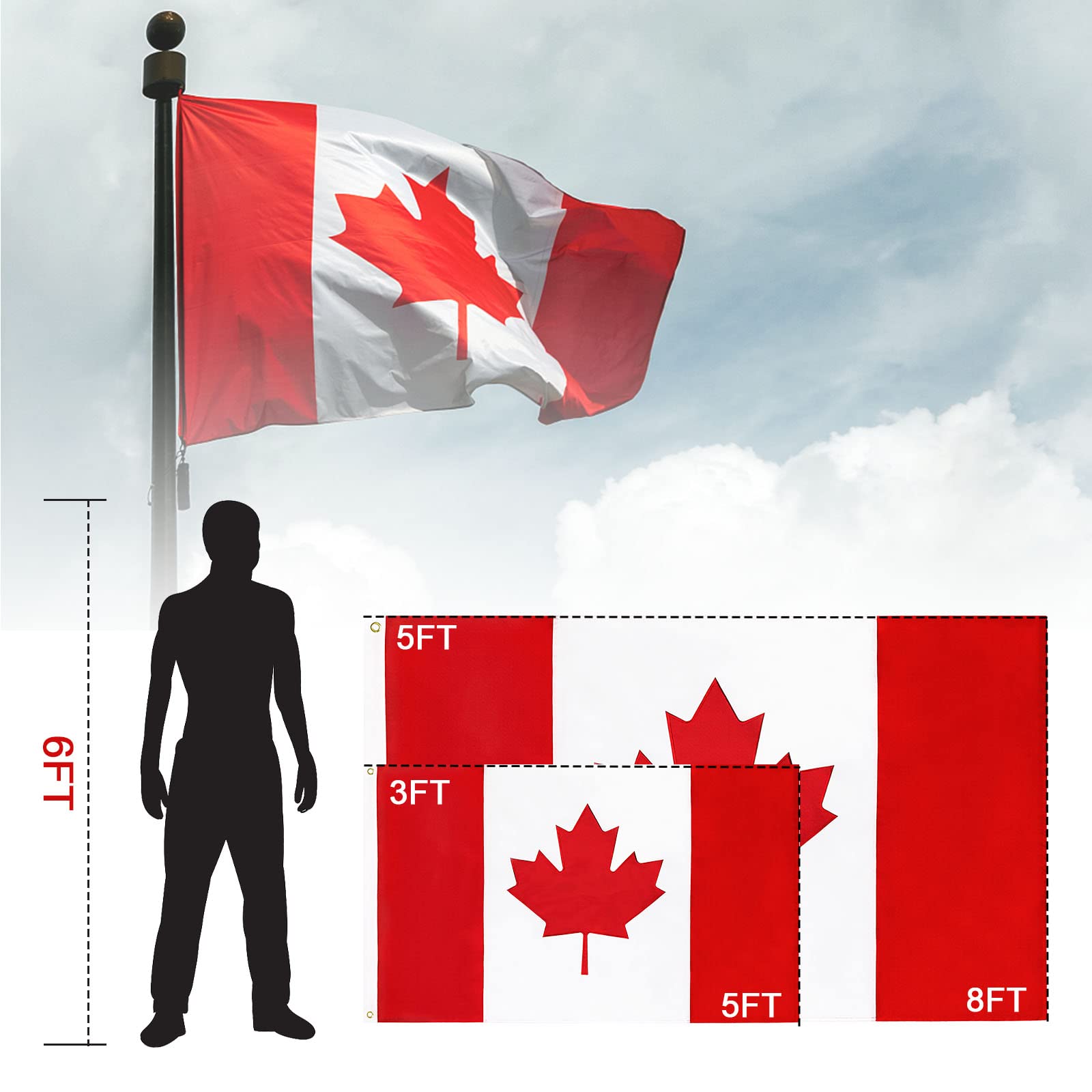 FLAGBURG Canada flag with canvas header and brass grommets for durable mounting.
