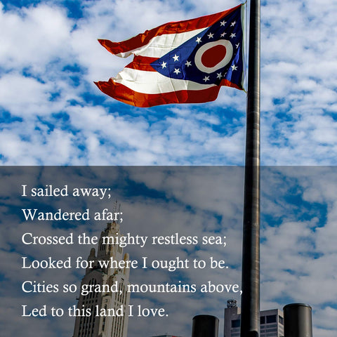 Flagburg Ohio flag showcases state symbols for meaningful decor