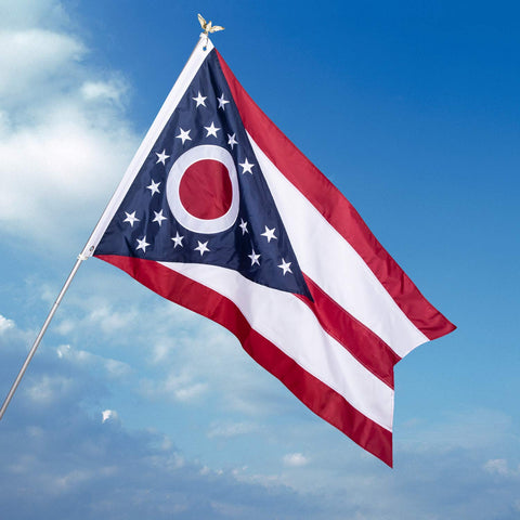 Flagburg flag displayed on a garden stake for yard pride
