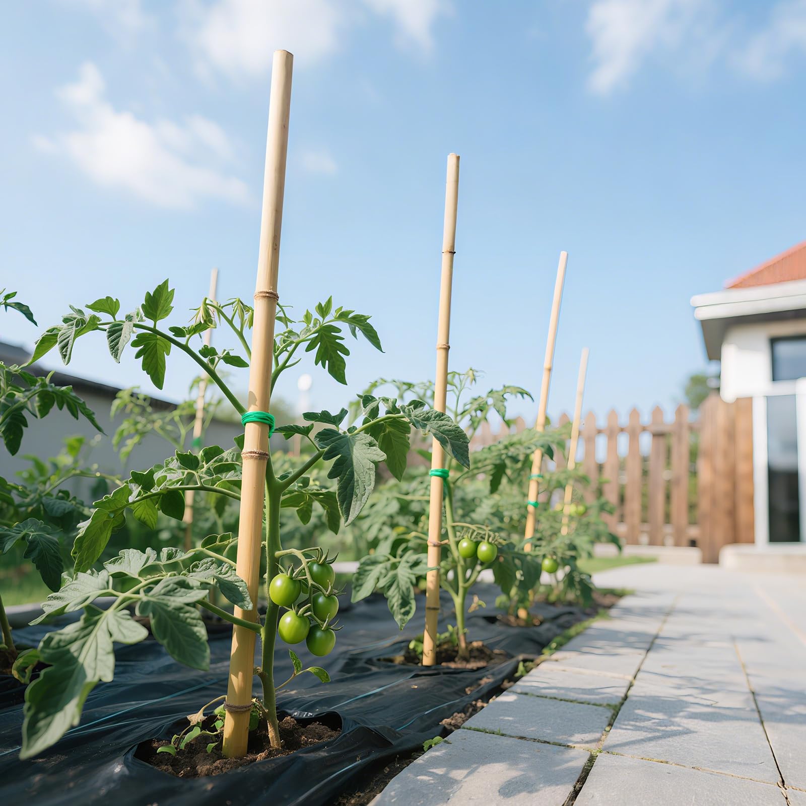 FlaggeZG bamboo stake supports flowers and climbers in beds or pots.