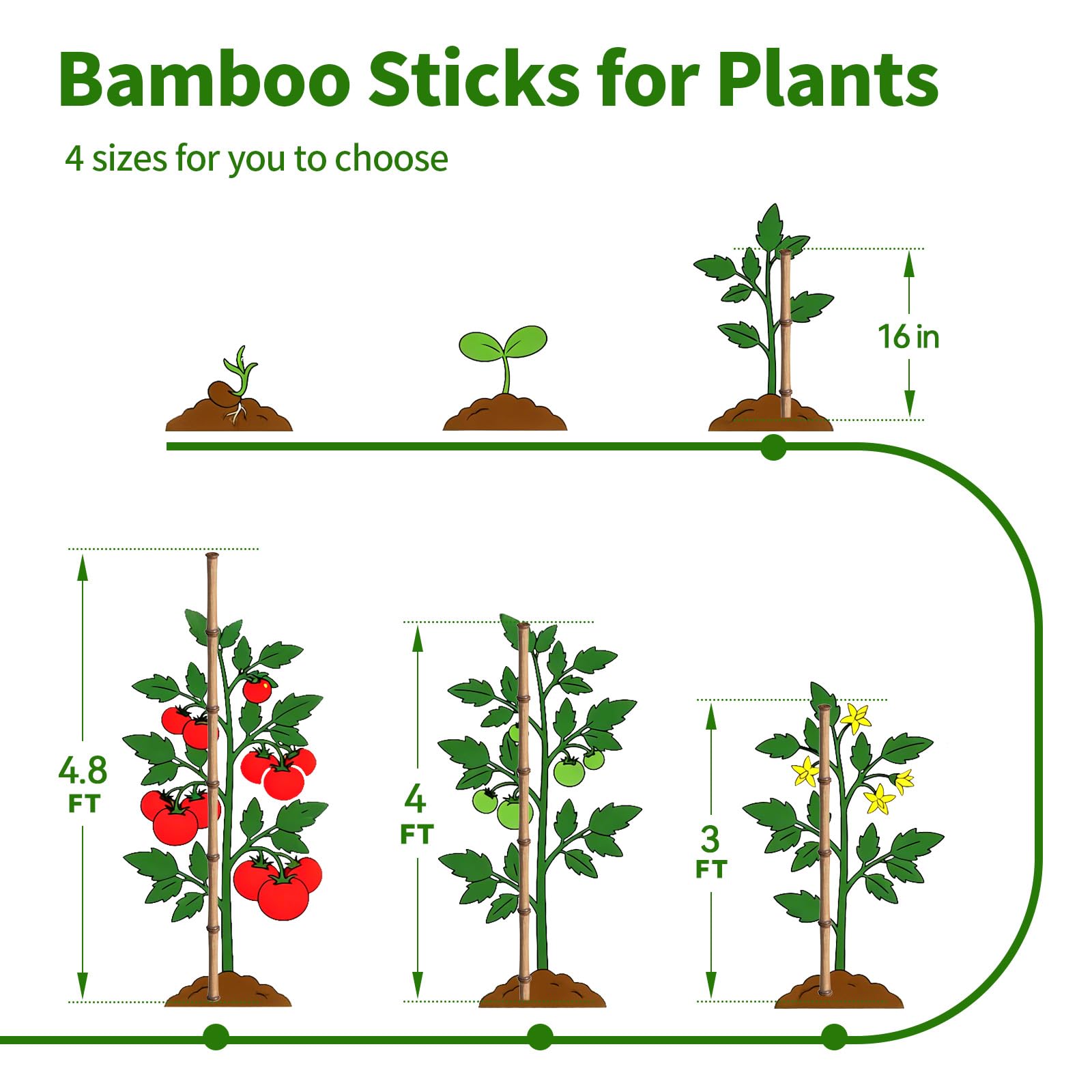 FlaggeZG bamboo stakes with ties keep potted plants upright and tidy.