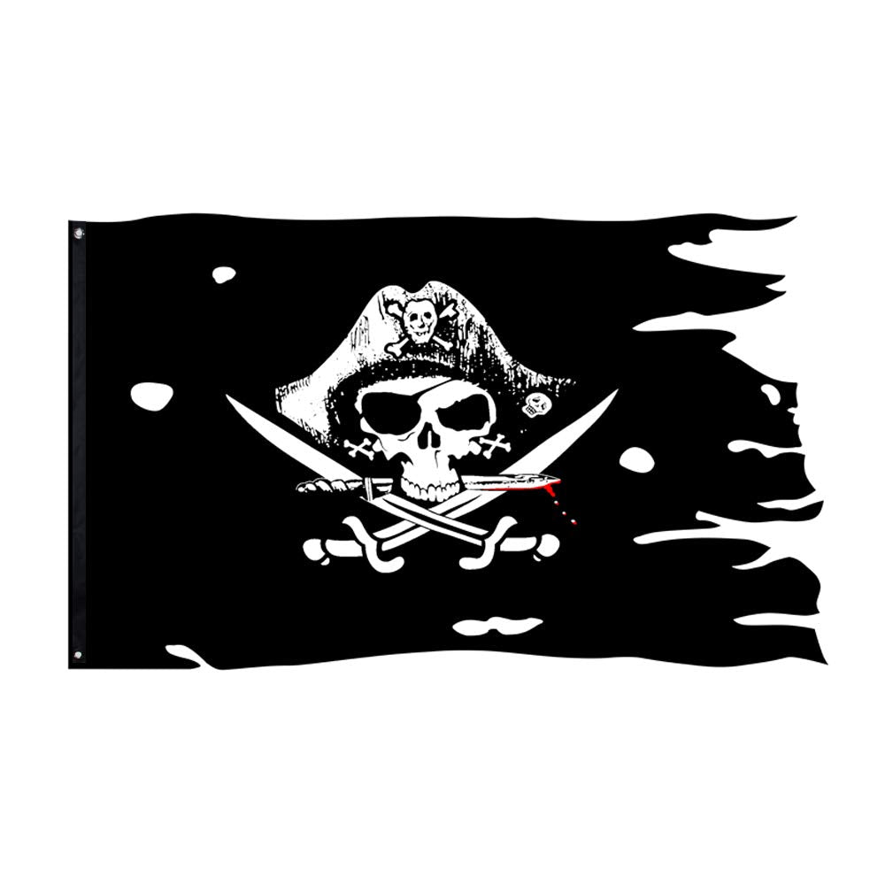 FlagLink Dead Man's Chest skull flag for outdoor pirate decor.
