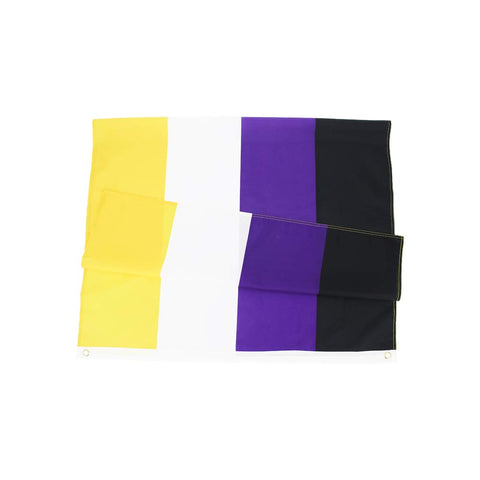 Flaglink Nonbinary Pride Flag banner header ensures sturdy hanging.