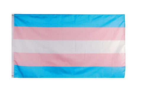 Flaglink transgender flag 3x5 edge stitching for outdoor use.