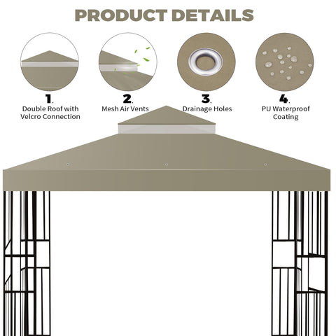 Flagly 10x10 gazebo top features double-layer roof for airflow.