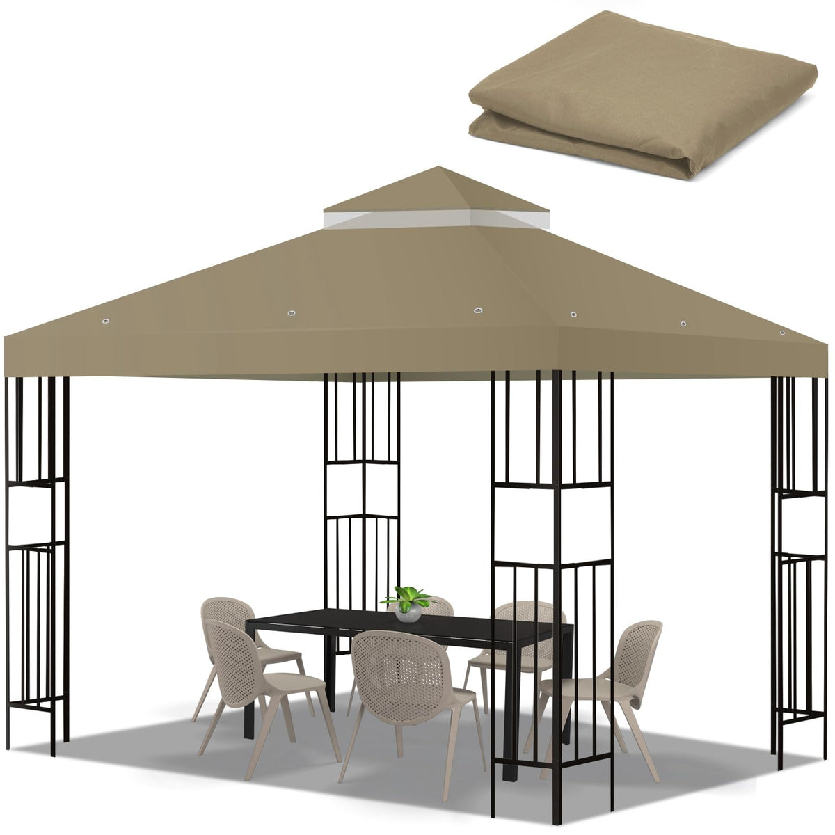 Flagly 10x10 gazebo top shows durable material for outdoor use.