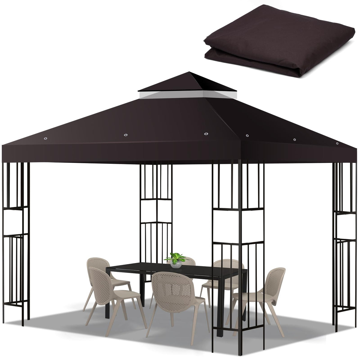 Flagly 10x10 gazebo top replacement provides shade and easy setup.