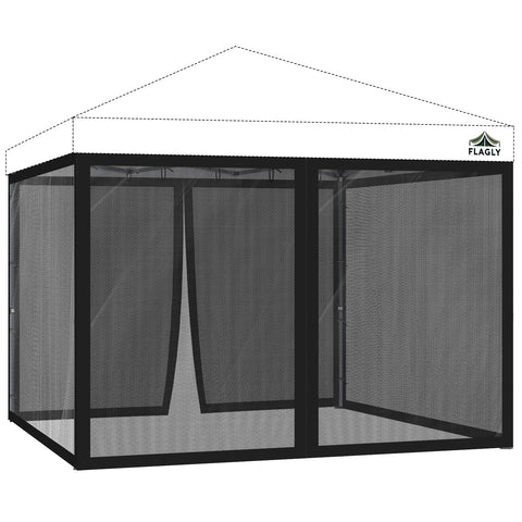 FLAGLY 10x10 mosquito netting with attachment straps keeps canopy secure outdoors