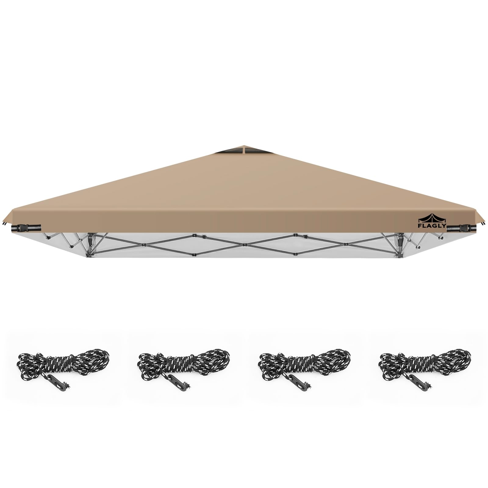 Flagly 10x10ft khaki canopy top offering waterproof protection.