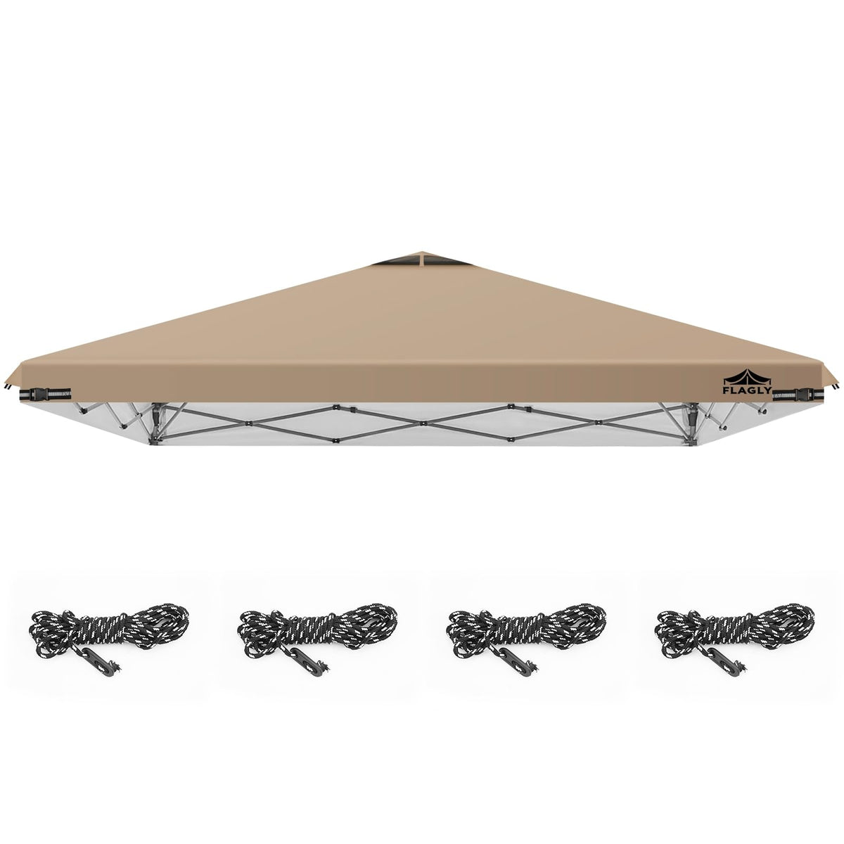 Flagly 10x10ft khaki canopy top offering waterproof protection.