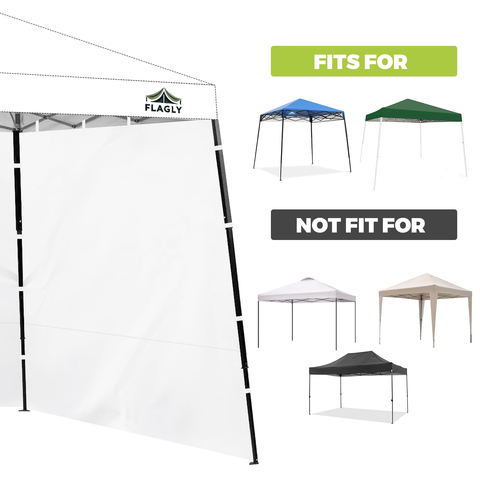 FLAGLY easy-install sidewall uses Velcro and ties