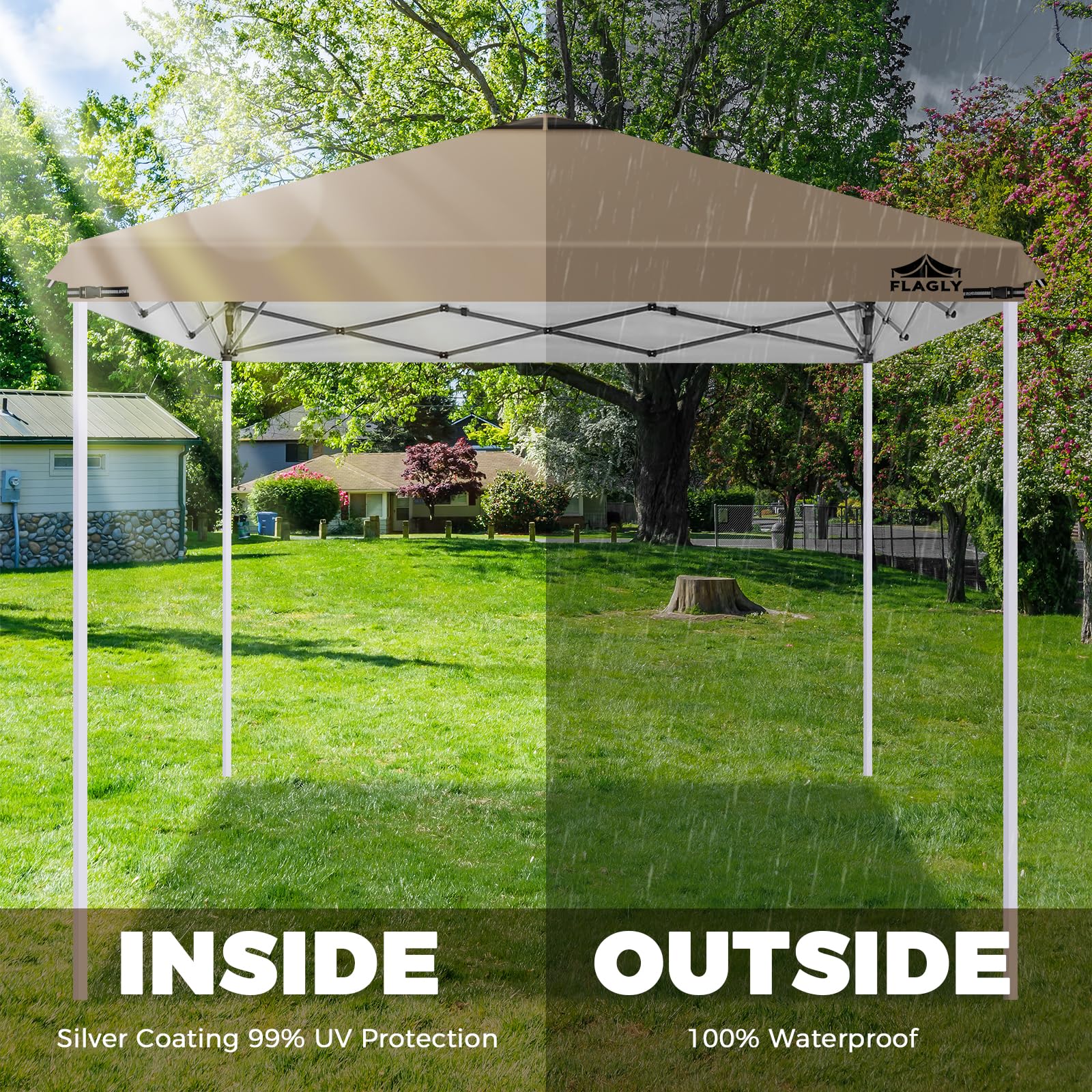 Flagly quick-install canopy top with Velcro straps.