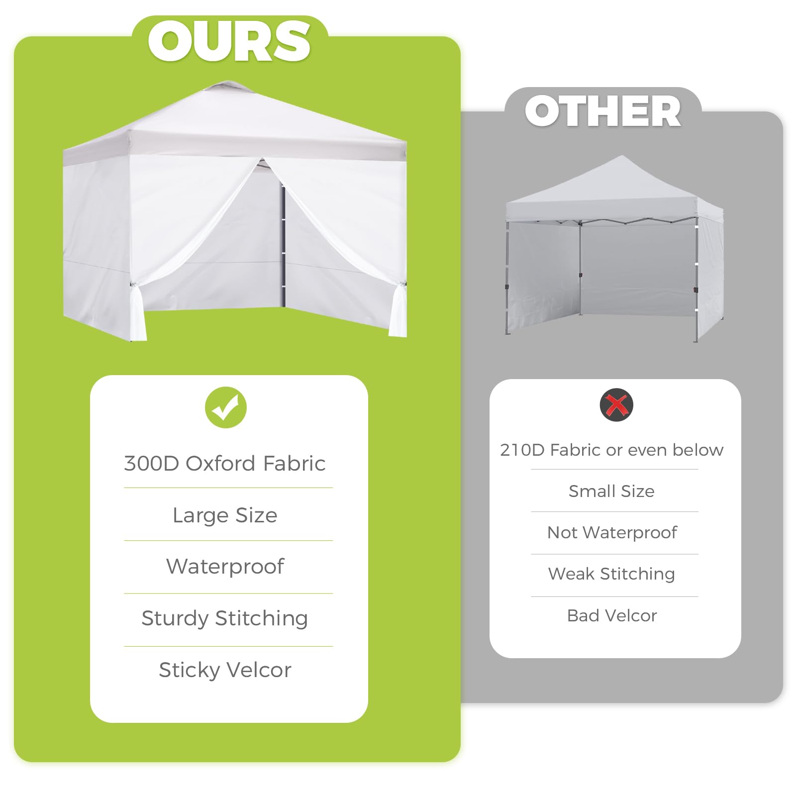 Flagly black sidewalls add a professional booth aesthetic.