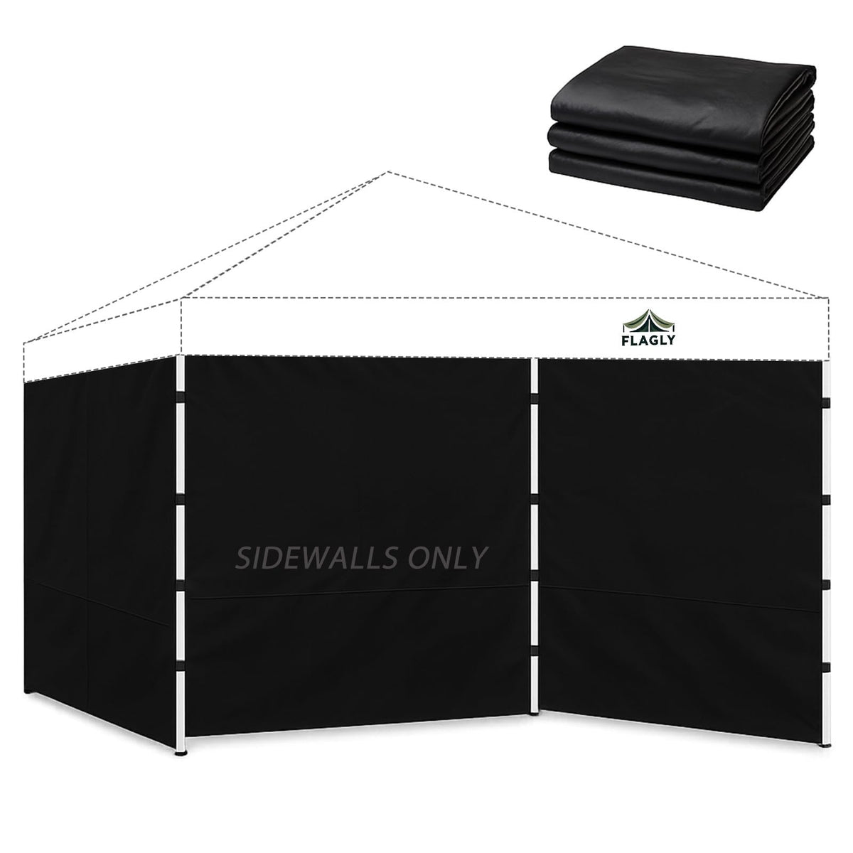 Flagly sidewall universal fit 86x120 for 10x10 canopies, great for privacy.