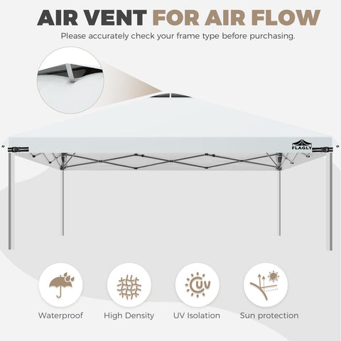 FLAGLY silver-coated canopy reflects sun to keep interior cooler