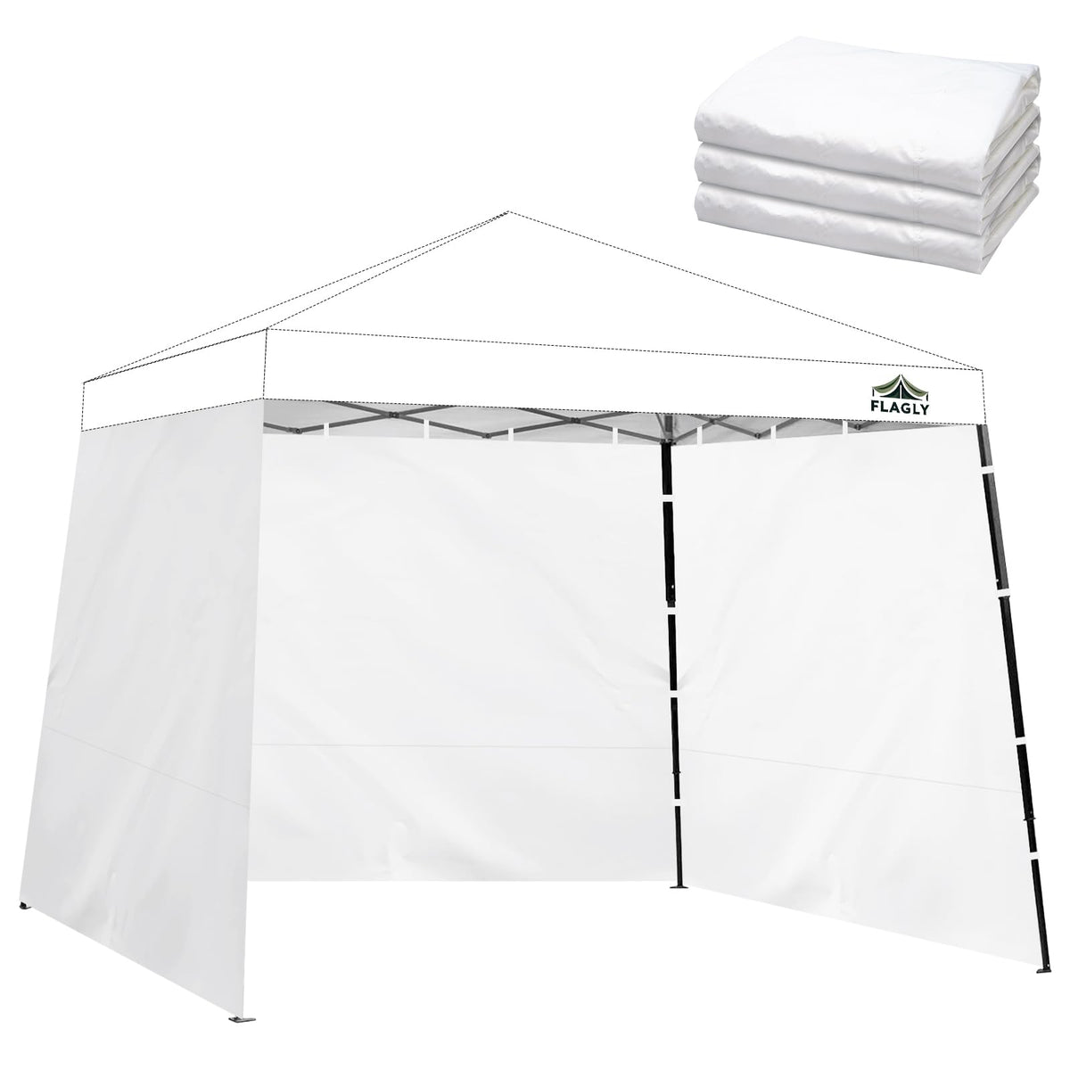 FLAGLY Slant Leg Canopy Sidewall 3-Pack 86x120 for private outdoor shade and protection