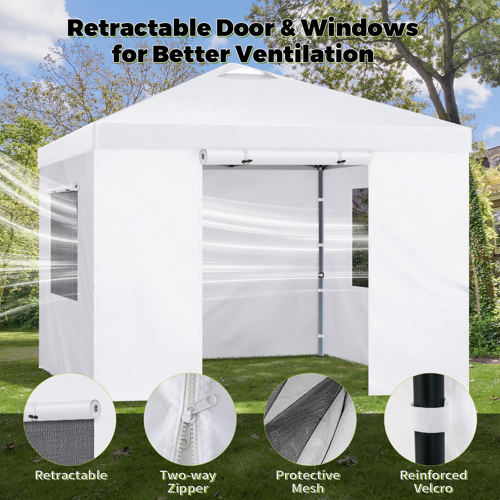 FLAGLY universal-fit 10x10 canopy wall, fits most straight-leg frames.
