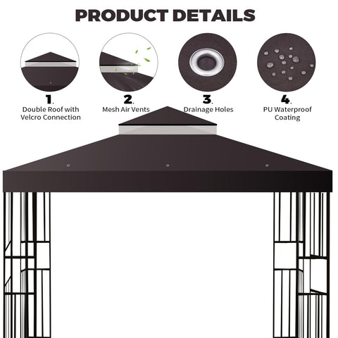 Flagly gazebo top with Velcro straps ensures secure attachment during use.