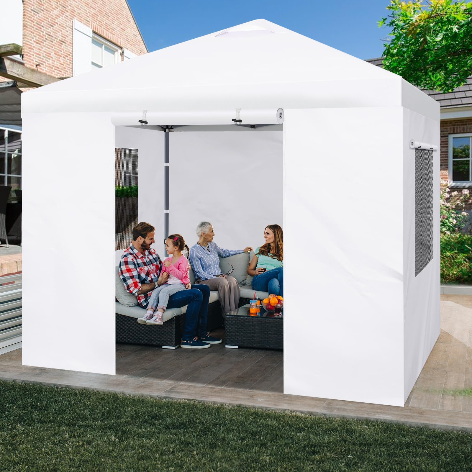 FLAGLY waterproof and UV-protective walls extend outdoor sessions in sun or rain.