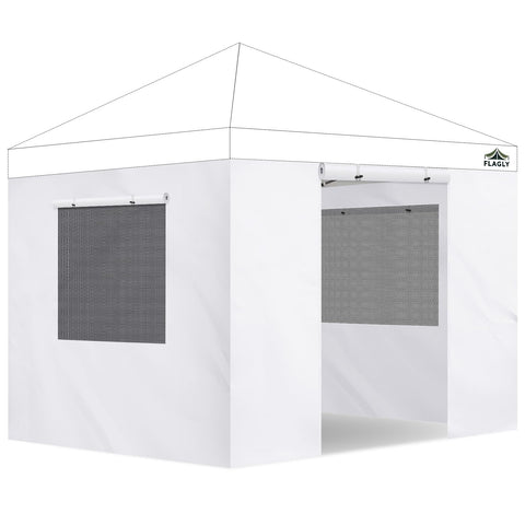 FLAGLY zippered door panel for 10x10 canopy, quick entry at events.