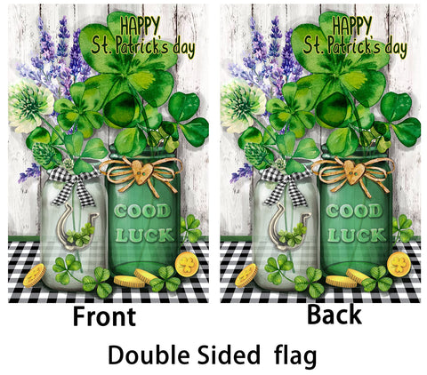Flagmax shamrock garden flag, double-sided print keeps pattern visible from both sides.