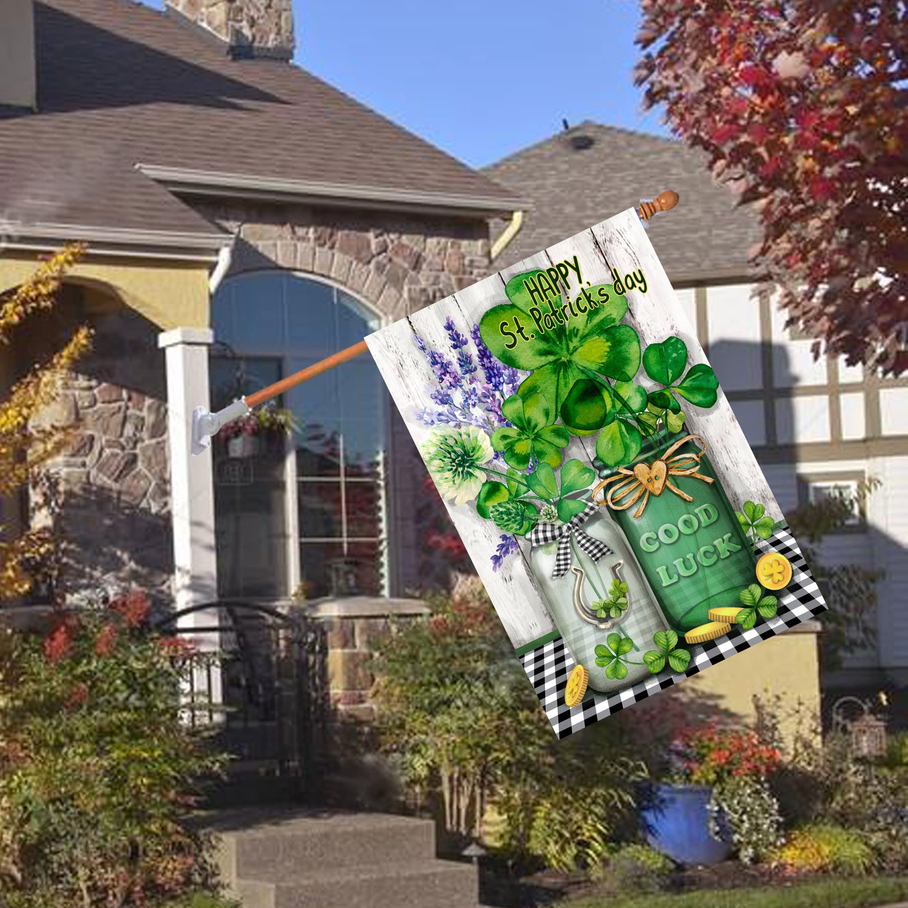 Flagmax St Patrick's Day outdoor flag, 28x40 inches, perfect for deck or balcony displays.