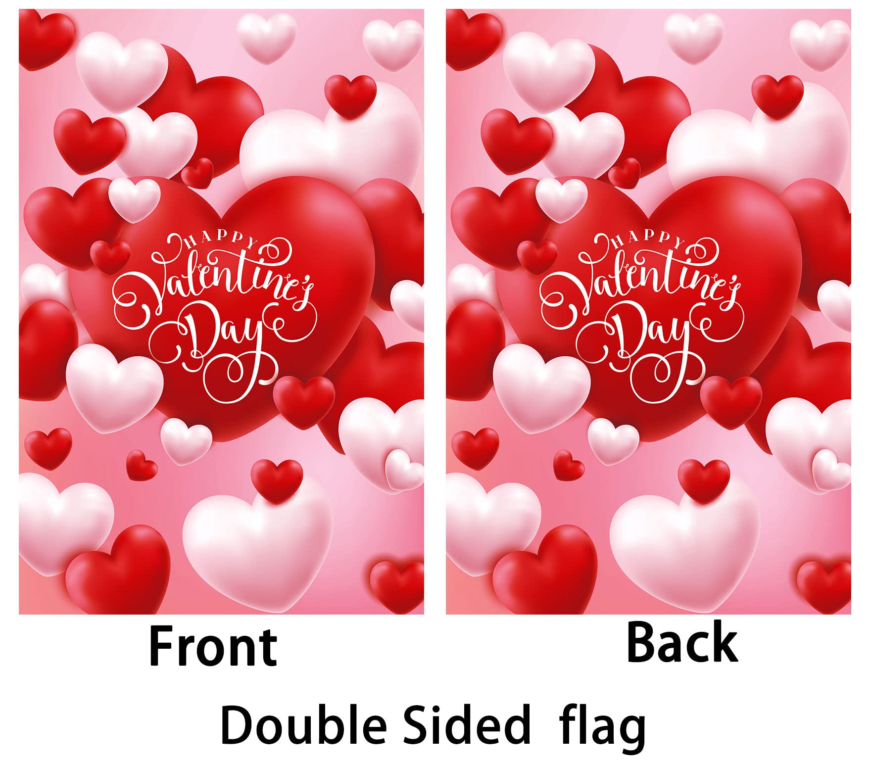 Flagmax Valentine flag back view showing consistent pattern from both sides for reliable outdoor appeal.