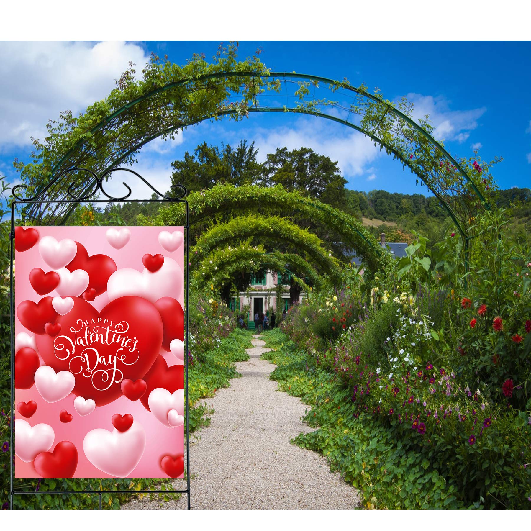Flagmax Valentine flag double-sided print ensures visibility from all angles for garden decor.