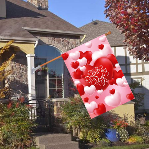Flagmax Valentine flag durable linen material highlights long-lasting outdoor flag performance.