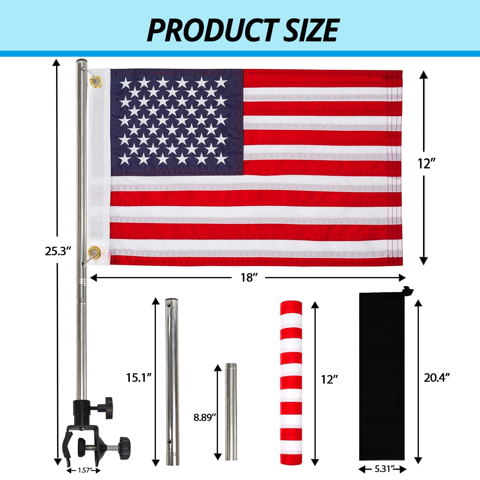 FLAGMESAGE sturdy flagpole clip ensures stable attachment on deck