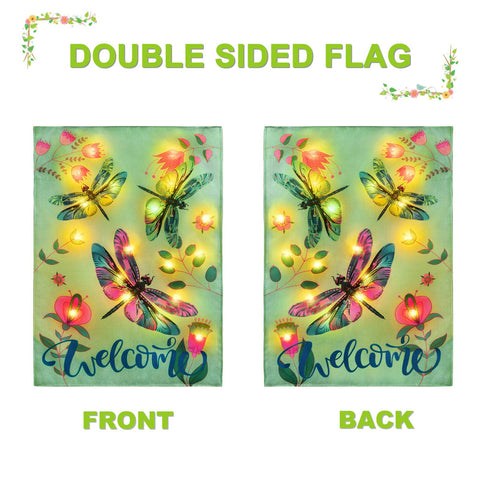 FLAGMESAGE outdoor flag brightens patios and gardens with eight lighting modes