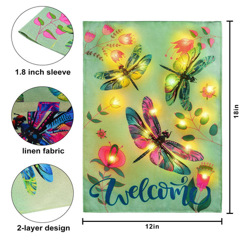 FLAGMESAGE dragonfly welcome flag ideal for porches, lawns, and entryways