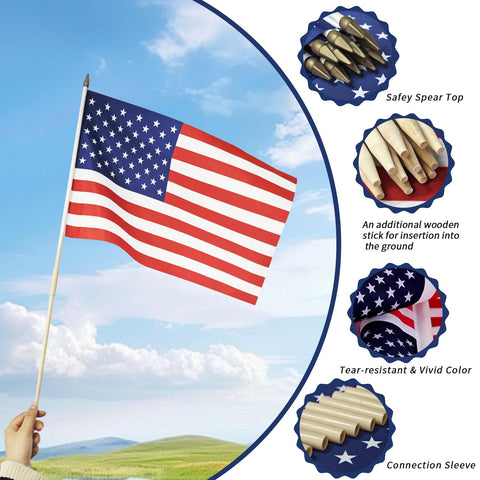 Flagmesage wooden pole with extension rod for flexible height and easy storage