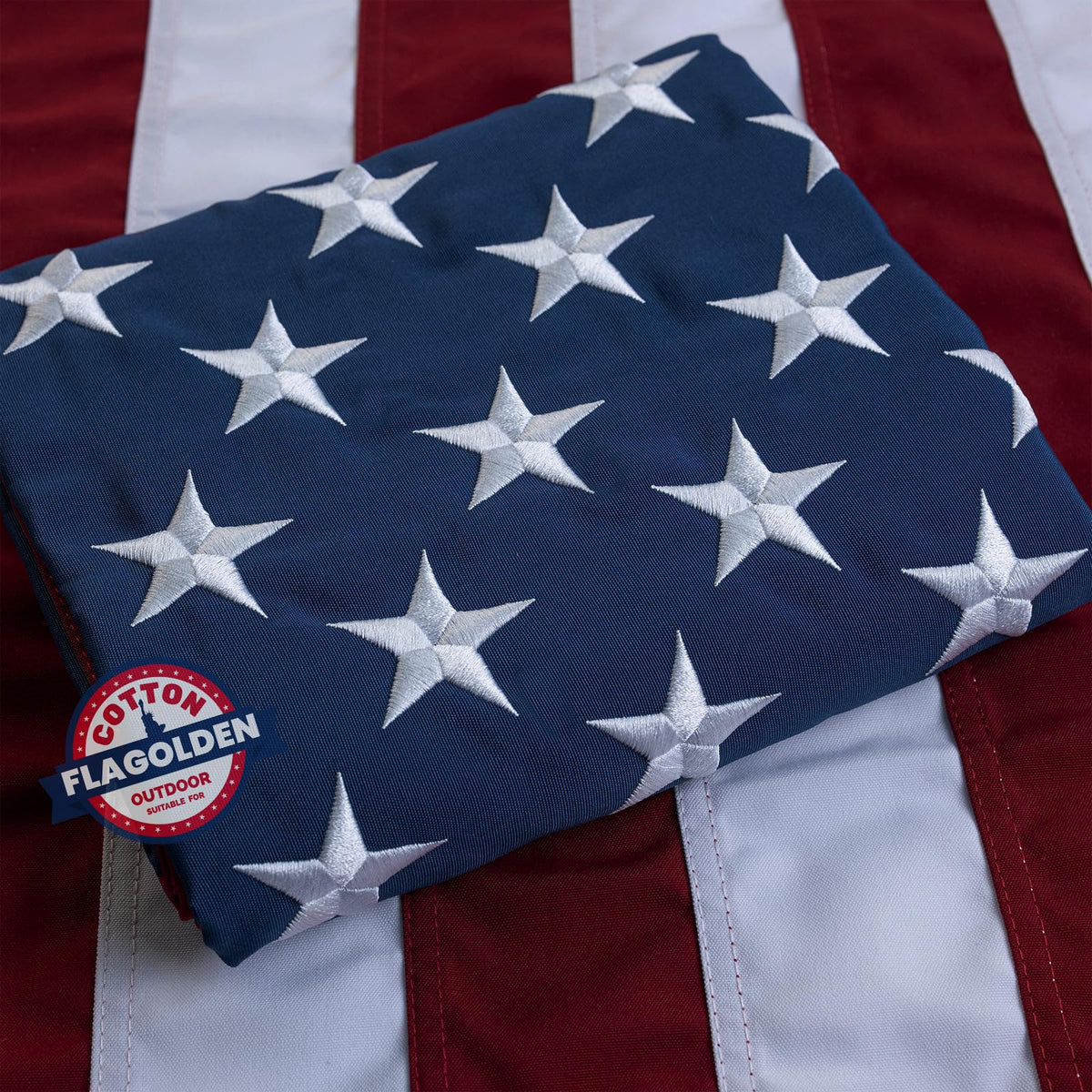 Flagolden cotton American Flag 3x5 outdoor flag with durable cotton for long outdoor display.