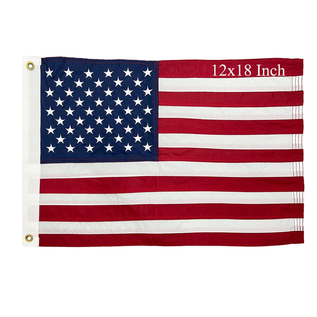 FLAGPARK American flag 12x18 boat flag with embroidered stars for durable outdoor use.