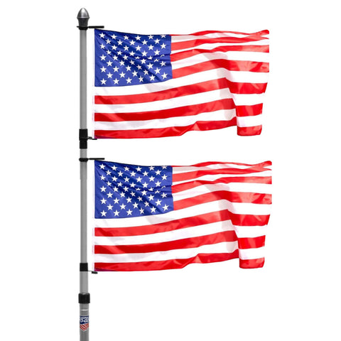 Flagpole To-Go extended to 14 feet for outdoor events and tailgates.
