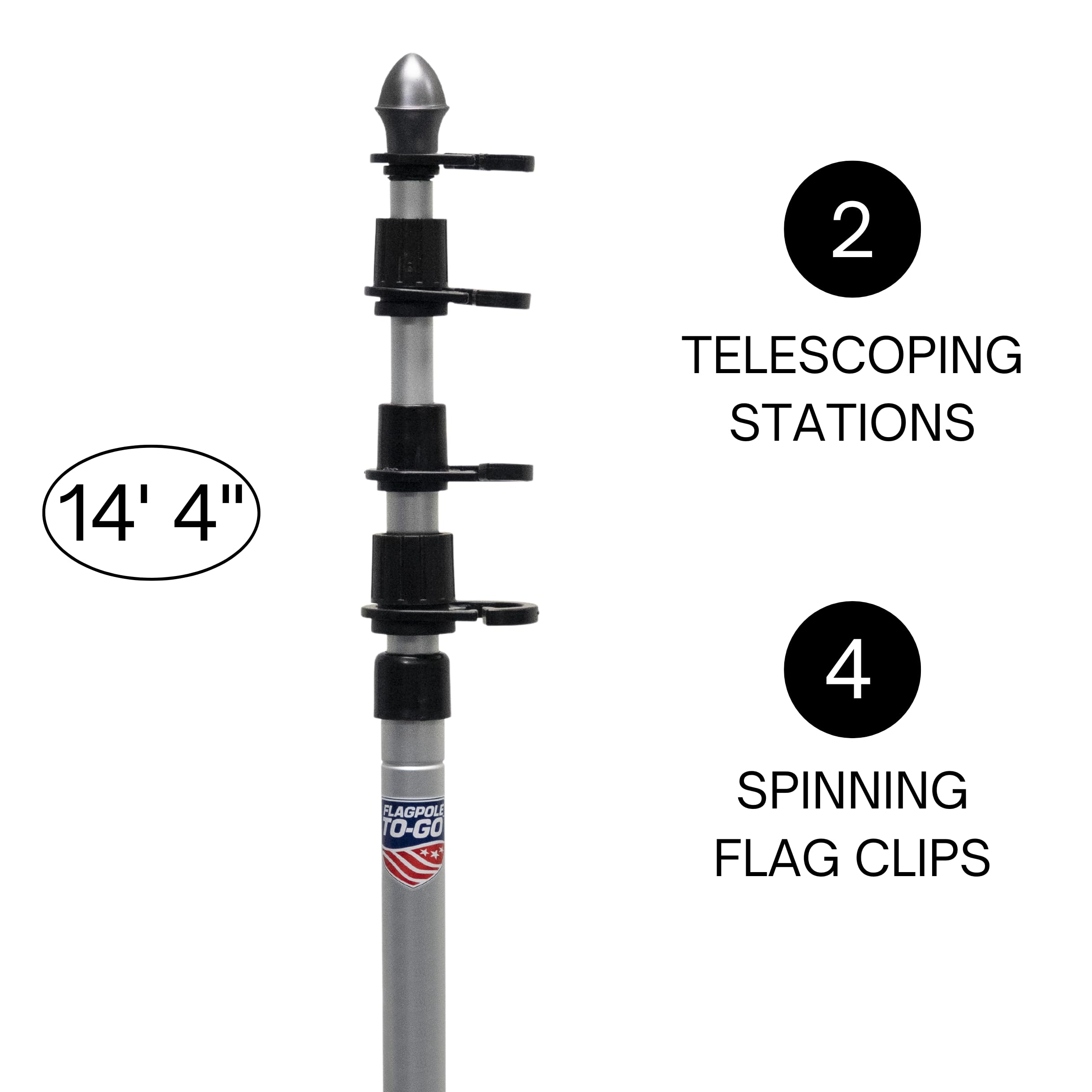 Flagpole To-Go cam-lock system demonstrates quick, secure section locking.