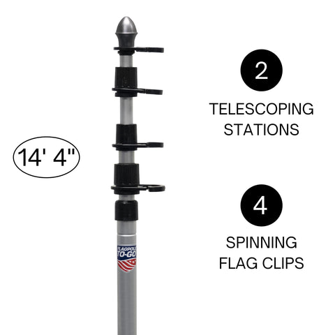 Flagpole To-Go cam-lock system demonstrates quick, secure section locking.