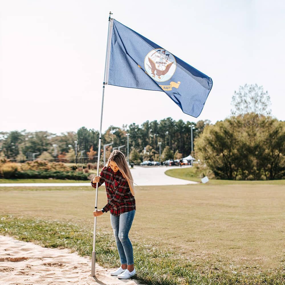 Flagpole To-Go collapsed to compact 44 inches for easy transport.