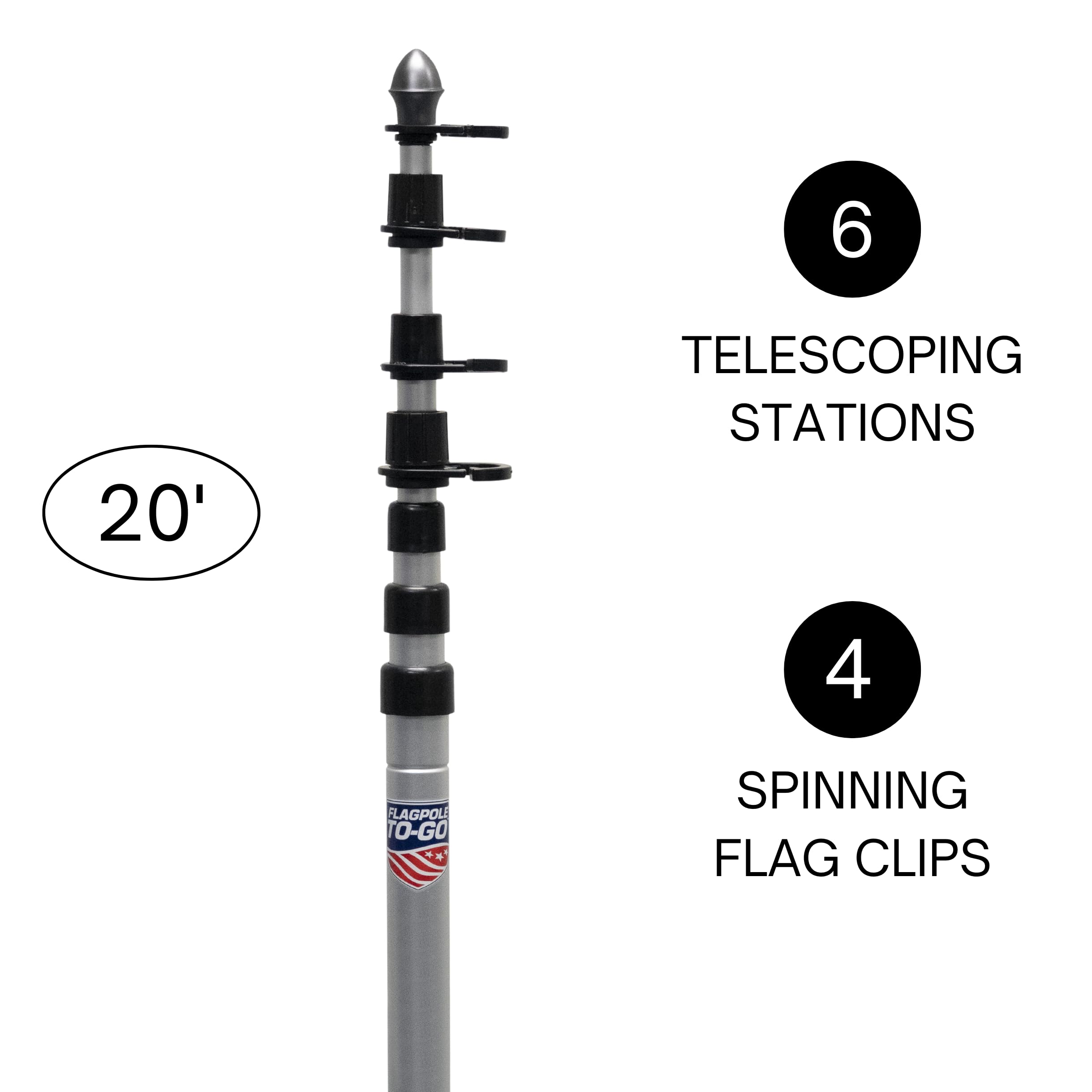 Flagpole-To-Go collapsed for transport shows compact storage and easy portability.