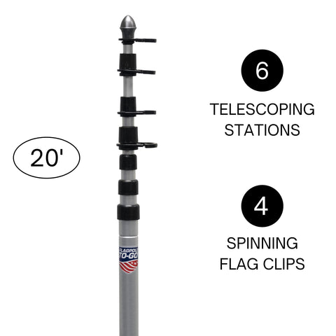 Flagpole-To-Go collapsed for transport shows compact storage and easy portability.