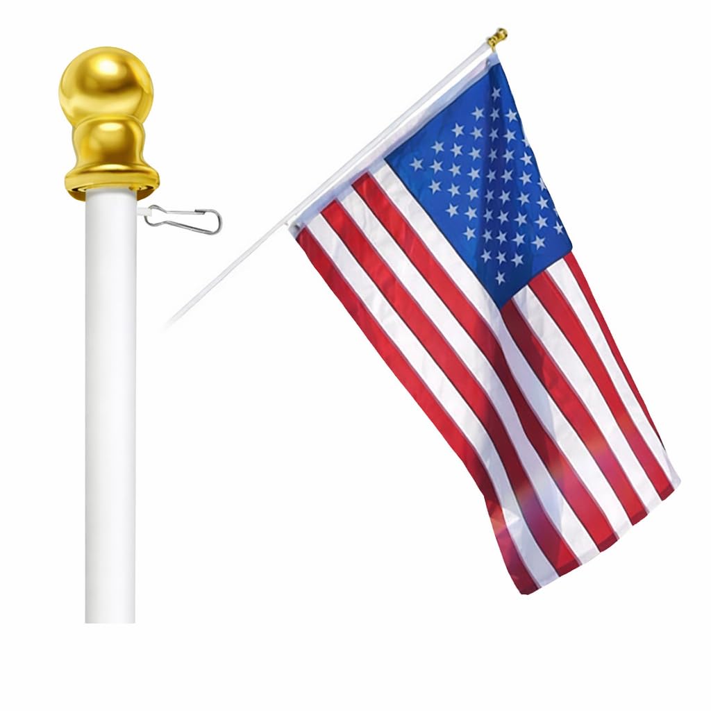 Flags Importer 6ft spinning flag pole displays on outdoor wall with smooth rotation.
